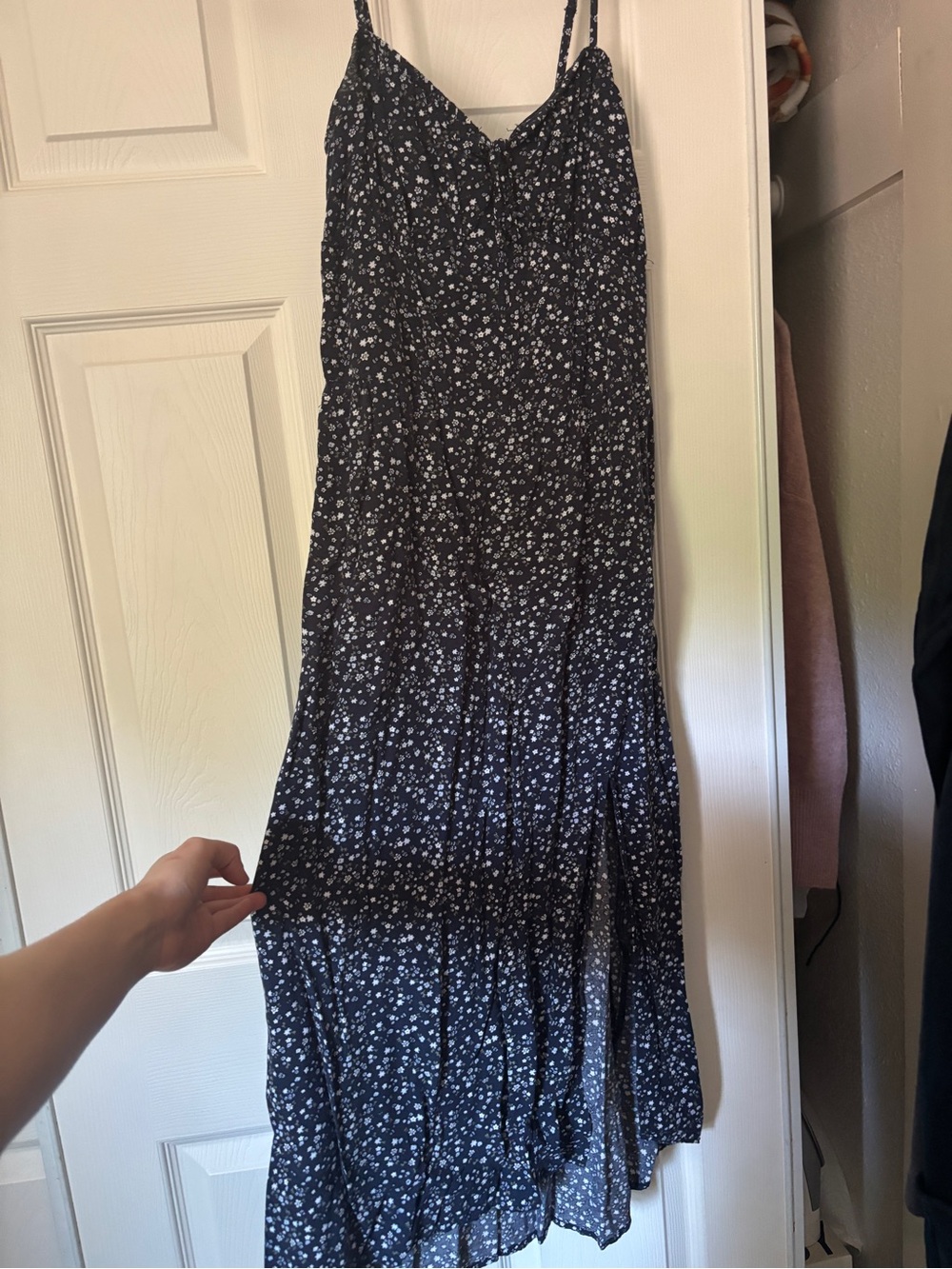 Teens Navy Floral Maxi Skirt - Lightweight Flowing A-Line